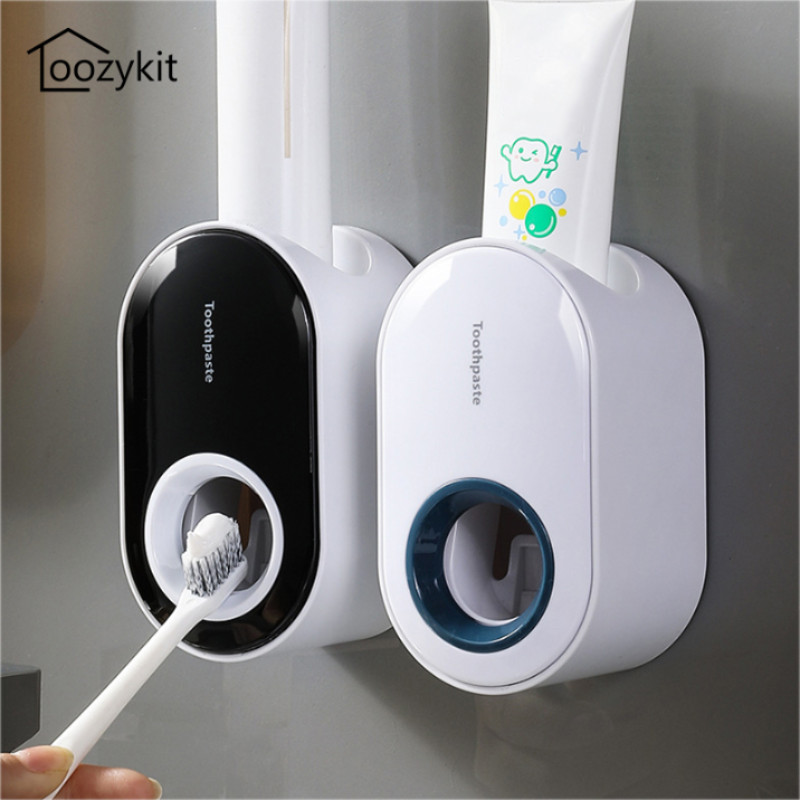 Loozykit Automatic Toothpaste Squeezer No-punch Useful Wall Mount Toothbrush Holder Toothpaste Dispenser Bathroom Accessories