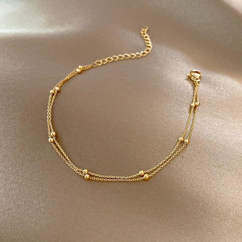 RAISS 100% Original Pure Real 18K Saudi Gold Pawnable Small Golden Bean High-end Sense Bracelet Women
