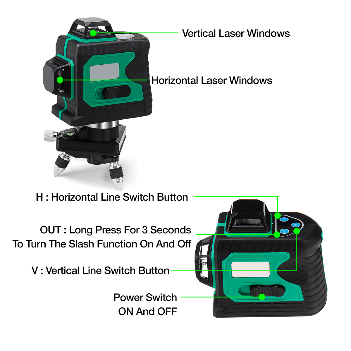 202212 Lines levels 3D Powerful Green Beam 360 Horizontal
