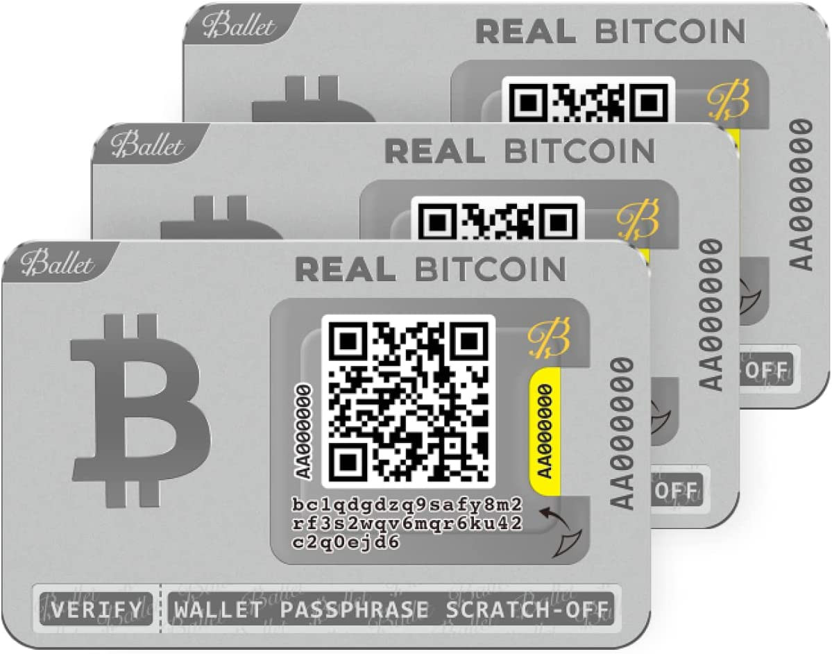 Ballet 3-Pack REAL Bitcoin - The Easiest Crypto Cold Storage Card - Cryptocurrency Hardware Wallet with Secure Multicurrency and NFT Support
